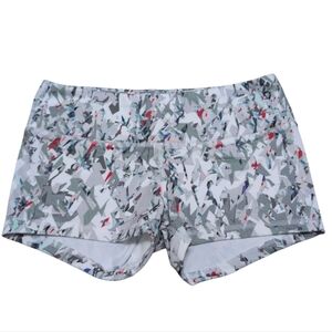 FLEO CrossFit Spandex Workout Shorts 2.5" Midrise Gray Abstract Print Small